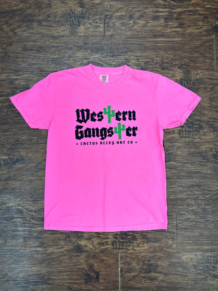 “Western Gangster” - Neon Pink Adult Tee (WESA JAN 2024)